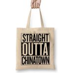 Straight Outta Chinatown Bez Çanta Uzun Saplı - Açık Bej - 40 X 40