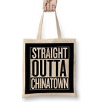 Straight Outta Chinatown White Bez Çanta Uzun Saplı - Açık Bej - 40 X 40