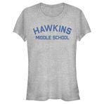 Stranger Things Hawkins Mid School Heather Gri Kadın T-shirt