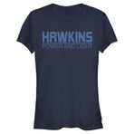 Stranger Things Hawkins Power and Light Navy Mavi Kadın T-shirt