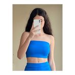 Straplez Crop BLUESKY MAVİ M