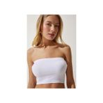 Straplez Fitilli Örme Büstiyer Beyaz - 40