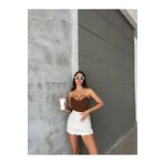 Straplez Kadın Crop Bluz