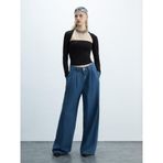 Straplez Uzun Kollu Crop Siyah Atlet