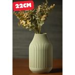 Strata Vazo | Modern Dekoratif Tasarım | 22cm Yükseklik | Dayanıklı ve Organik Malzeme Beyaz