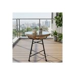 stratecht Cam Balkon Bahçe Masası 45 x 45 cm Yuvarlak Temperli Cam Sehpa İç Ve Dış Mekân Kullanımına Uygun