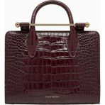 Strathberry Mini Bordo Kroko Deri Lüks Tote Çanta, Zamansız ve Şık Tasarım