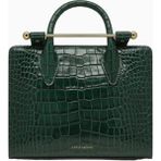 Strathberry Mini Bottle Green Kroko Deri Lüks Tote Çanta, Şık ve Zamansız Tasarım - Yeşil