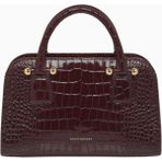 Strathberry Mini Georgia Bordo Kroko Deri Lüks Tote Çanta, Günlük ve Özel Kullanım