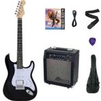 STRAUSS ESH-211 BK ELEKTRO GİTAR HSS - SİYAH SET(Amfi-KILIF-ASKI-TEL-KABLO-PENA)