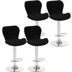 Streç Bar Taburesi Kılıfları 4/6'lı Set, Modern Düşük Sırtlı Kavisli Sandalye Kılıfları Mutfak Tezgah Tabureleri için Döner Yüksek Bar Koltuk Kılıfı Siyah Yemek Sandalyesi Koruyucuları (4 Adet)