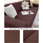 Streç Lastikli Esnek Yikanabilir Kare Desen Berjer 3 Kişilik Koltuk Örtüsü Koltuk Kılıfı (Bir Adet) - 180 x 230 cm - Koyu Kahve