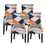 Streç Wingback Yemek Sandalyesi Kılıfları 4'lü Set Kırmızı Damalı Baskılı Kolsuz Eğimli Yan Sandalyeler için Kaymaz Esnek Kumaş Yemek Odası Ziyafet Dekoru için Mükemmel