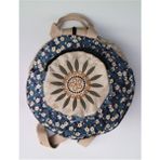 Street Bag Fargin Etnik Desenli Yuvarlak Sırt Çantası Nakışlı Otantik Bohemian Tarz - Siyah - Gri