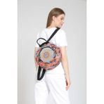 Street Bag Fargin Etnik Otantik Bohem Yuvarlak Nakışlı Sırt Çantası Günlük Seyahat Sırt Çantası - Kırmızı - Beyaz