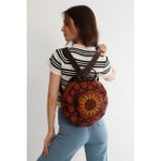 Street Bag Fargin Etnik Otantik Bohemian Tarz Yuvarlak Sırt Çantası - Karamel