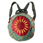 Street Bag Fargin Etnik Otantik Desenli Yuvarlak Sırt Çantası Nakışlı Bohemian Tarz Sırt Çantası - Kırmızı