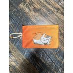 Street Bag Japon Kedi Anime Desenli Baskılı Kalemlik , El Çantas , Baskılı Bez Çanta , Makyaj Çantası - Açık Turuncu