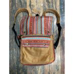 Street Bag Kapaklı Etnik Otantik Bohem Desenli Sırt Çantası Günlük Seyahat Kamp Kullanım - Hardal