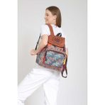 Street Bag Patchwork Tasarım Etnik Otantik Bohem Sırt Çantası Günlük Seyahat Kullanım Parçalı Desen - Kahverengi