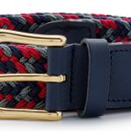 Streeze Erkek/Kadın Streç Kemer ─ 30 mm Genişliğinde Altın Metal Tokalı Elastik Kumaş Dokuma Örgülü 11 Renk Bedenler Small - 3XL, Gri/Lacivert Karışımı, X Large (waist 41" - 44")