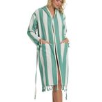 Striped Peştemal Bornoz Banyo ve Plaj Elbisesi Yeşil L/XL