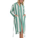Striped Peştemal Bornoz Banyo ve Plaj Elbisesi Yeşil S/M