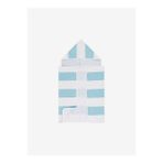 Stripy Hooded Pamuk Bebek Havlusu Turkuaz 60x90
