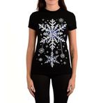 STRWC-Buzun Işığını Taşıyan,Taşlı T-shirt,%100 Pamuk, Kadın, Dar Kalıp, Siyah, Bisiklet Yaka, Rhinestone Tasarım M