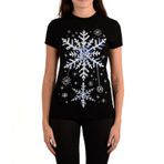 STRWC-Buzun Işığını Taşıyan,Taşlı T-shirt,%100 Pamuk, Kadın, Dar Kalıp, Siyah, Bisiklet Yaka, Rhinestone Tasarım S