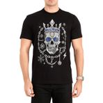 STRWC- Gecenin Zincirini Kıran Taşlı T-shirt,%100 Pamuk, Uniseks, Siyah, Bisiklet Yaka, Rhinestone Tasarım L