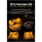 STS Oto Aksesuar 10’lu Parmak Amber LED 12W – Büyük Mercekli Sarı Araç Ayak Aydınlatma Lambası | 12V Otomobil İç Aydı
