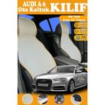 STS Oto Aksesuar Audi A6 Uyumlu Bej Prestij Serisi Dokuma Kumaş Oto Koltuk Kılıfı Ön Tam Arka Alt
