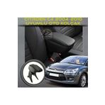 STS Oto Aksesuar Citroen C 4 2004-2010 Uyumlu Kol Dayama Ve Kolçak Sürgülü Bardaklıklı Ayarlanabilir Siyah Deri