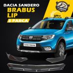 STS Oto Aksesuar Dacia Sandero 2009-2020 Uyumlu Brabus Ön Lip 3 Parça Kanatlı Lip