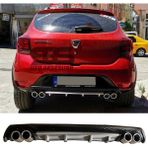 STS Oto Aksesuar Dacia Sandero Difüzör Arka Tampon Eki 4 Egzoz Çıkışlı Gri Lüx Tip