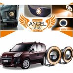 STS Oto Aksesuar Fiat Doblo D3 Uyumlu, Universal Mercekli LED Angel Sis Farı, 76MM Turuncu Renk