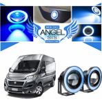 STS Oto Aksesuar Fiat Ducato Uyumlu, Universal Mercekli LED Angel Sis Farı, 76MM Buz Mavi Renk