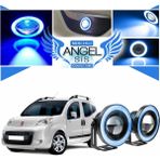 STS Oto Aksesuar Fiat Fiorino Uyumlu, Universal Mercekli LED Angel Sis Farı, 76MM Buz Mavi Renk