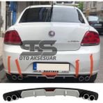 STS Oto Aksesuar Fiat Linea Difüzör Arka Tampon Eki 4 Egzoz Çıkışlı Gri
