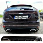 STS Oto Aksesuar Ford Focus 2 Hb Difüzör Arka Tampon Eki 2 Egzoz Çıkışlı Siyah Lüx Tip