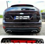 STS Oto Aksesuar Ford Focus 2 Hb Difüzör Arka Tampon Eki 4 Egzoz Çıkışlı Kırmızı Lüx Tip