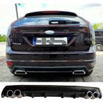 STS Oto Aksesuar Ford Focus 2 Hb Difüzör Arka Tampon Eki 4 Egzoz Çıkışlı Siyah Lüx Tip