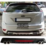 STS Oto Aksesuar Ford Focus 2 Hb Difüzör Arka Tampon Eki 4 Egzoz Çıkışlı Siyah Reflektörlü
