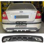STS Oto Aksesuar Ford Focus 2 Sedan Difüzör Arka Tampon Eki 2 Egzoz Çıkışlı Siyah