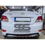 STS Oto Aksesuar Hyundai Accent Blue Difüzör Arka Tampon Eki 2 Egzoz Çıkışlı Gri Reflektörlü