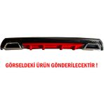STS Oto Aksesuar Hyundai Accent Blue Difüzör Arka Tampon Eki 2 Egzoz Çıkışlı Kırmızı Lüx Tip
