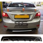 STS Oto Aksesuar Hyundai Accent Blue Difüzör Arka Tampon Eki 2 Egzoz Çıkışlı Siyah Lüx Tip