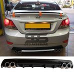 STS Oto Aksesuar Hyundai Accent Blue Difüzör Arka Tampon Eki 4 Egzoz Çıkışlı Siyah Lüx Tip