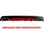 STS Oto Aksesuar Hyundai I20 Difüzör Arka Tampon Eki 2 Egzoz Çıkışlı Kırmızı Lüx Tip